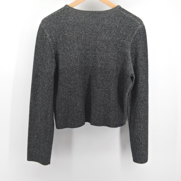 Theory Lioralee Prosecco Jacket Sz Large Gray Metallic Knit Asymmetric Zip Moto - Picture 10 of 12